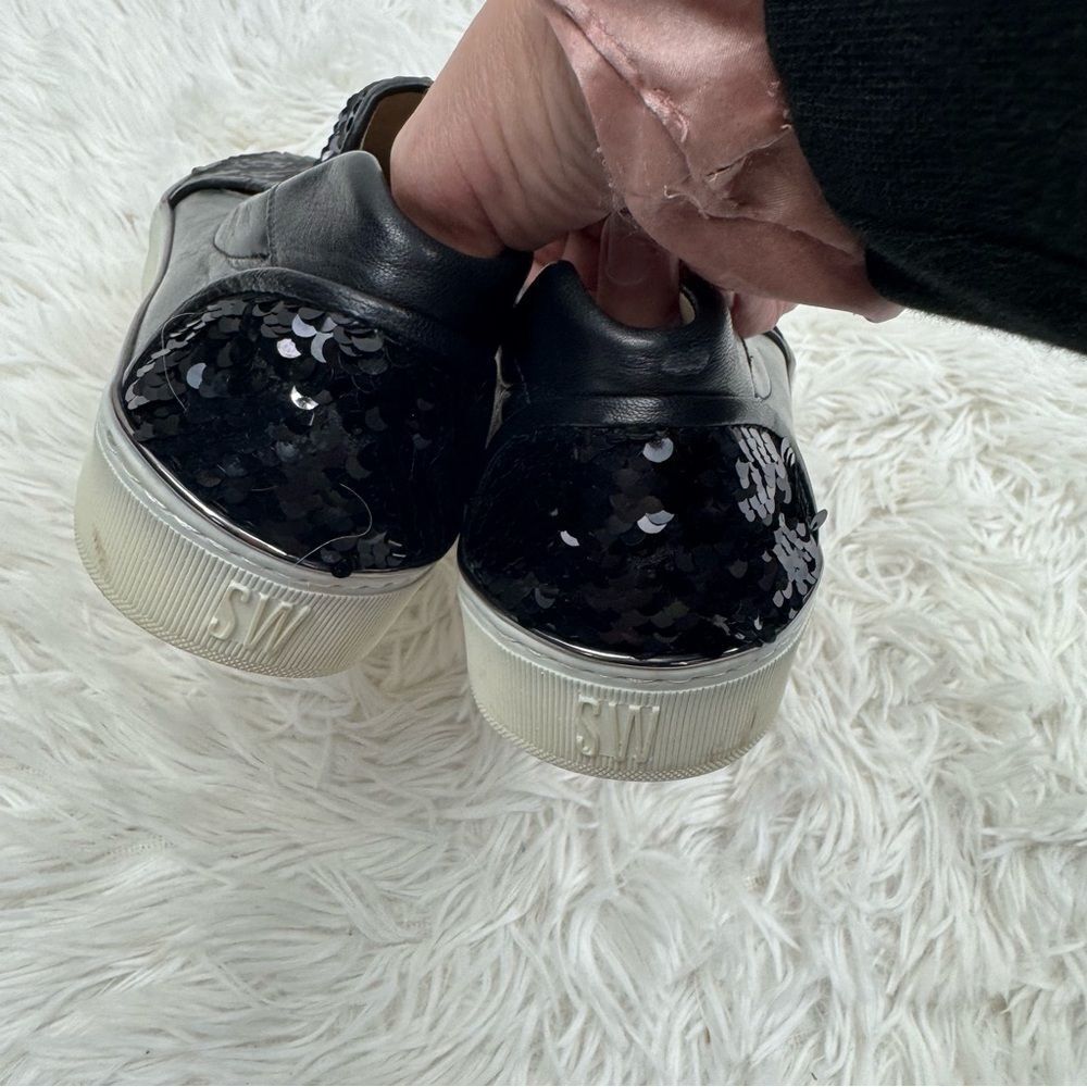 Stuart Weitzman Sequin Slip-On Leather Loafer Sne… - image 6